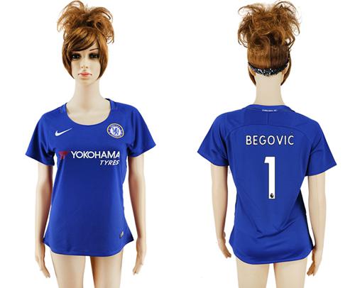 Women's Chelsea #1 Begovic Home Soccer Club Jersey - Click Image to Close